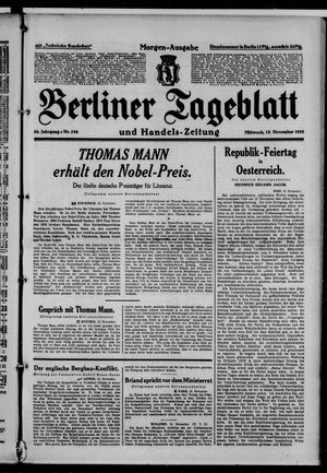 Berliner Tageblatt und Handels-Zeitung vom 13.11.1929