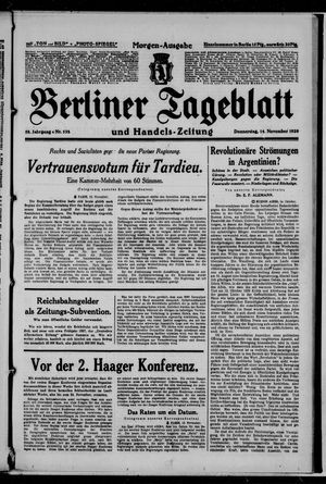 Berliner Tageblatt und Handels-Zeitung vom 14.11.1929