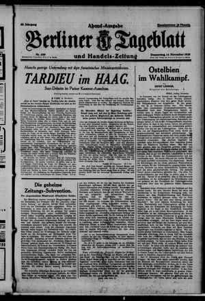 Berliner Tageblatt und Handels-Zeitung vom 14.11.1929