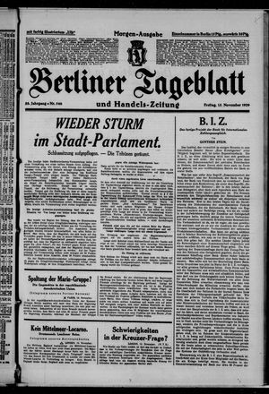 Berliner Tageblatt und Handels-Zeitung on Nov 15, 1929