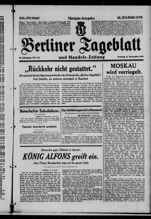 Berliner Tageblatt und Handels-Zeitung vom 17.11.1929