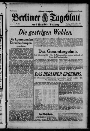 Berliner Tageblatt und Handels-Zeitung vom 18.11.1929