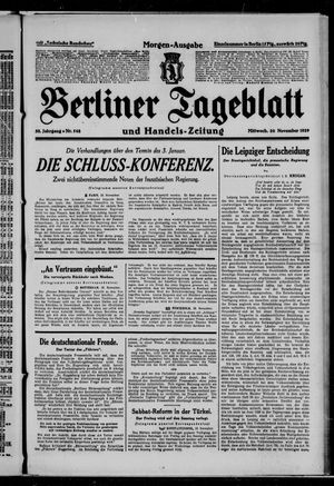 Berliner Tageblatt und Handels-Zeitung on Nov 20, 1929