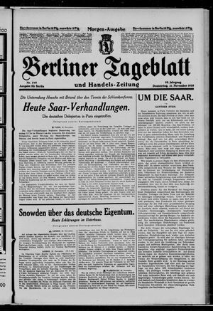 Berliner Tageblatt und Handels-Zeitung vom 21.11.1929
