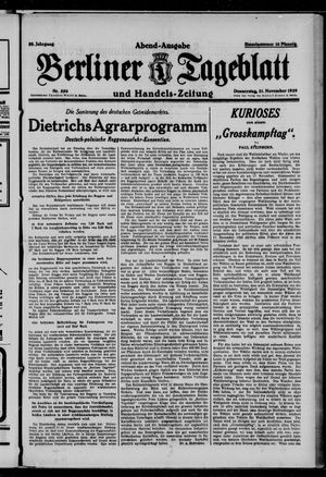Berliner Tageblatt und Handels-Zeitung on Nov 21, 1929