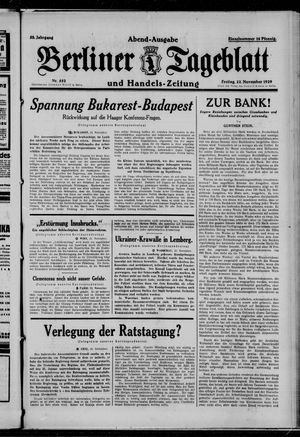 Berliner Tageblatt und Handels-Zeitung vom 22.11.1929
