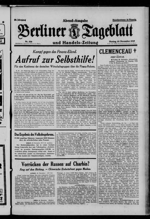 Berliner Tageblatt und Handels-Zeitung vom 25.11.1929