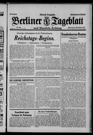 Berliner Tageblatt und Handels-Zeitung vom 27.11.1929