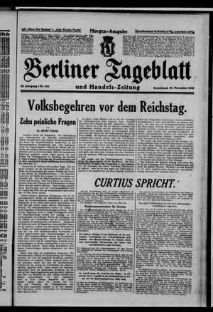 Berliner Tageblatt und Handels-Zeitung on Nov 30, 1929