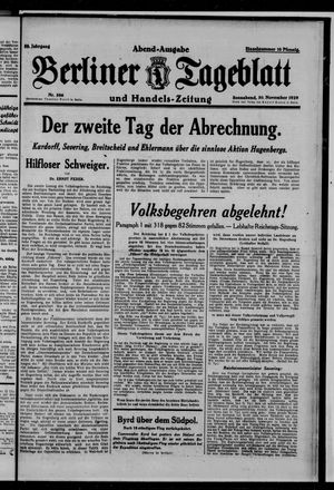 Berliner Tageblatt und Handels-Zeitung vom 30.11.1929