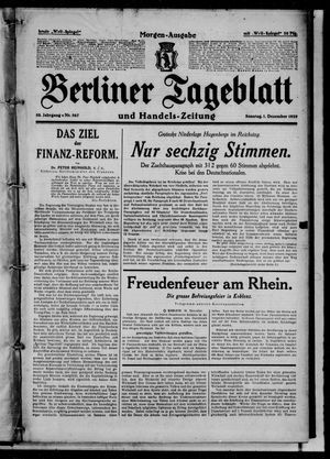 Berliner Tageblatt und Handels-Zeitung vom 01.12.1929