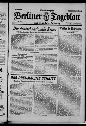 Berliner Tageblatt und Handels-Zeitung vom 03.12.1929