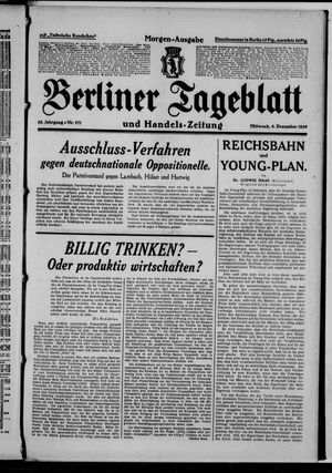 Berliner Tageblatt und Handels-Zeitung vom 04.12.1929