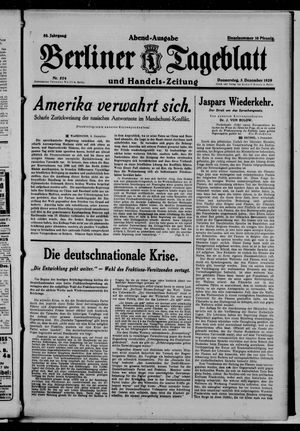 Berliner Tageblatt und Handels-Zeitung vom 05.12.1929