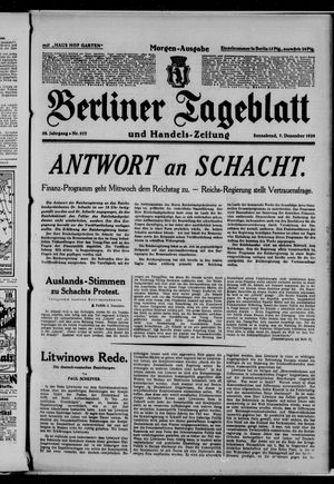 Berliner Tageblatt und Handels-Zeitung vom 07.12.1929
