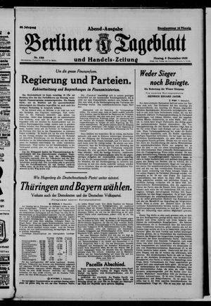 Berliner Tageblatt und Handels-Zeitung vom 09.12.1929
