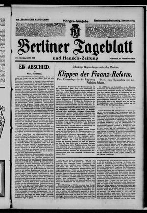 Berliner Tageblatt und Handels-Zeitung vom 11.12.1929