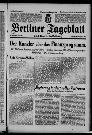 Berliner Tageblatt und Handels-Zeitung on Dec 13, 1929