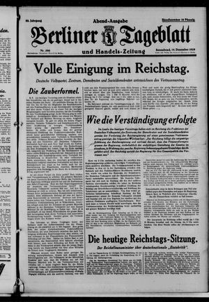 Berliner Tageblatt und Handels-Zeitung vom 14.12.1929