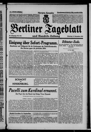 Berliner Tageblatt und Handels-Zeitung on Dec 17, 1929