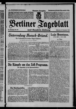 Berliner Tageblatt und Handels-Zeitung vom 18.12.1929