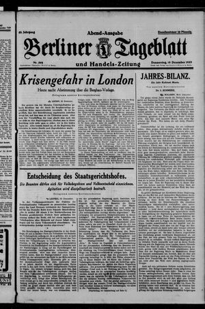 Berliner Tageblatt und Handels-Zeitung vom 19.12.1929