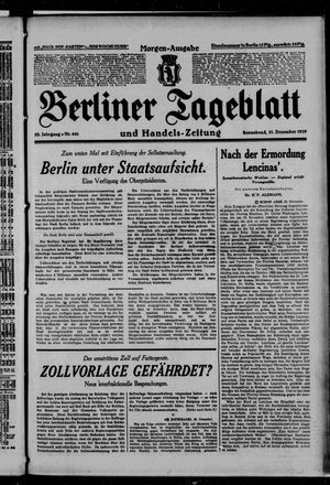 Berliner Tageblatt und Handels-Zeitung vom 21.12.1929
