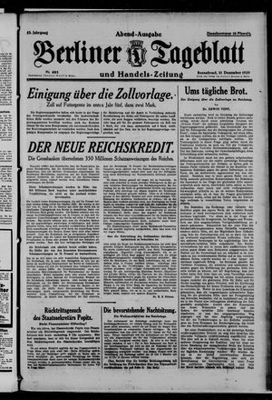 Berliner Tageblatt und Handels-Zeitung vom 21.12.1929