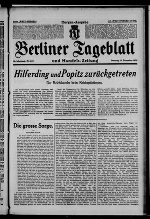 Berliner Tageblatt und Handels-Zeitung on Dec 22, 1929
