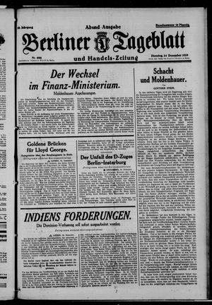 Berliner Tageblatt und Handels-Zeitung vom 24.12.1929