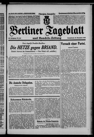 Berliner Tageblatt und Handels-Zeitung vom 28.12.1929