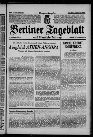 Berliner Tageblatt und Handels-Zeitung vom 29.12.1929