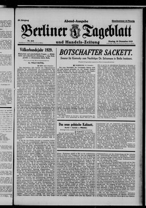 Berliner Tageblatt und Handels-Zeitung vom 30.12.1929