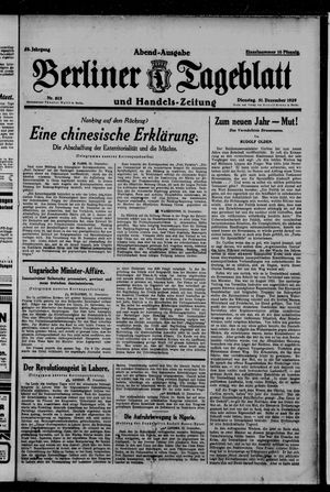Berliner Tageblatt und Handels-Zeitung vom 31.12.1929