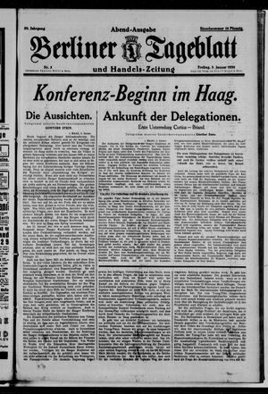 Berliner Tageblatt und Handels-Zeitung vom 03.01.1930