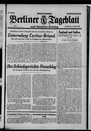 Berliner Tageblatt und Handels-Zeitung on Jan 4, 1930