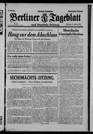 Berliner Tageblatt und Handels-Zeitung vom 15.01.1930