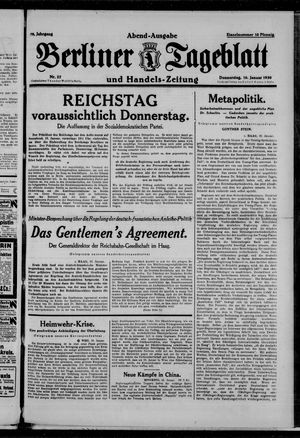 Berliner Tageblatt und Handels-Zeitung vom 16.01.1930