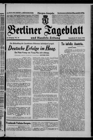 Berliner Tageblatt und Handels-Zeitung on Jan 18, 1930