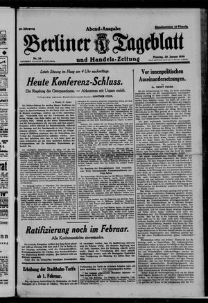 Berliner Tageblatt und Handels-Zeitung vom 20.01.1930
