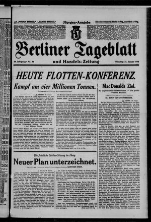 Berliner Tageblatt und Handels-Zeitung vom 21.01.1930