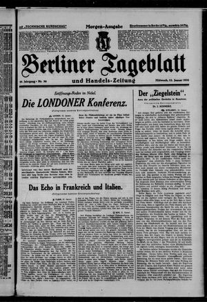 Berliner Tageblatt und Handels-Zeitung on Jan 22, 1930