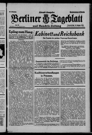 Berliner Tageblatt und Handels-Zeitung on Jan 23, 1930