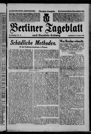 Berliner Tageblatt und Handels-Zeitung vom 25.01.1930