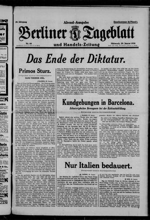 Berliner Tageblatt und Handels-Zeitung vom 29.01.1930
