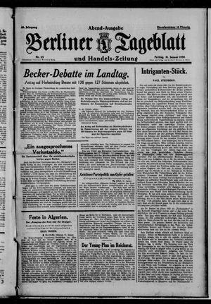 Berliner Tageblatt und Handels-Zeitung vom 31.01.1930