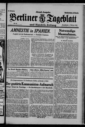 Berliner Tageblatt und Handels-Zeitung on Feb 1, 1930
