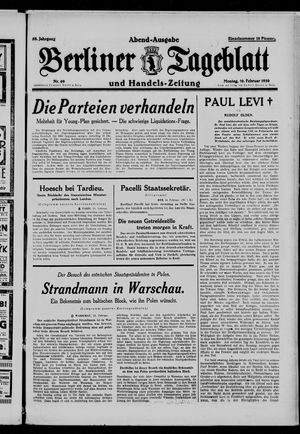 Berliner Tageblatt und Handels-Zeitung vom 10.02.1930