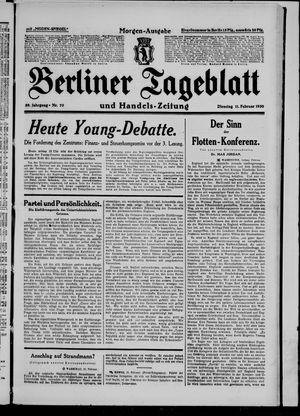 Berliner Tageblatt und Handels-Zeitung vom 11.02.1930