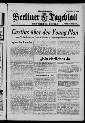 Berliner Tageblatt und Handels-Zeitung vom 11.02.1930